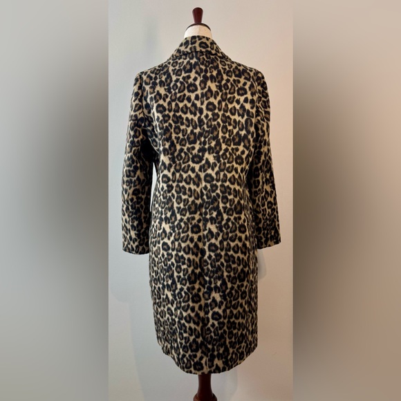 Express Faux Fur Leopard Print Single Breasted Pea Coat Black/Tan Size M - Picture 6 of 14